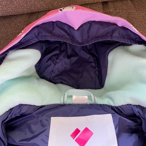 Obermeyer Little Girls Cakewalk Insulated Ski Jacket XS 1yr Pink Penguins - Picture 7 of 12